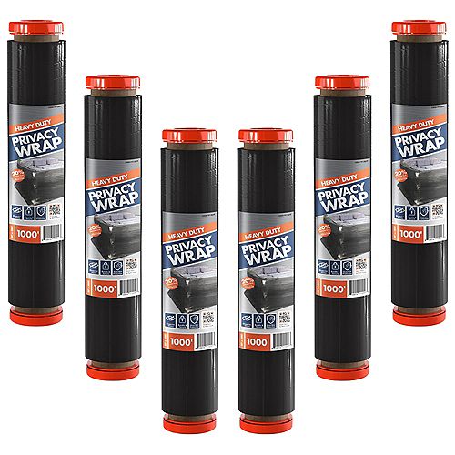 6 Pack Heavy-Duty Black Privacy Stretch Wrap