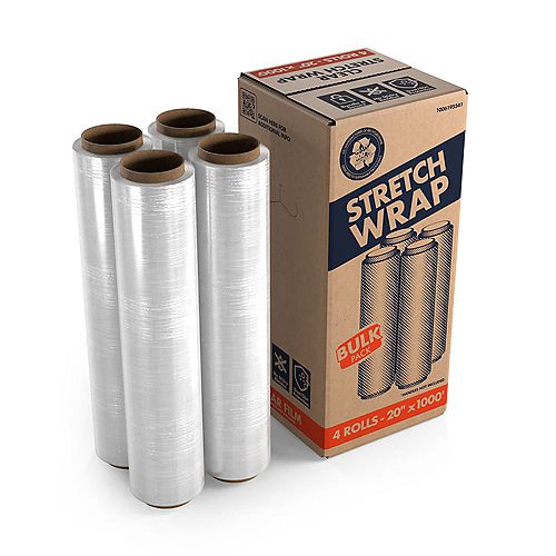 4 Pack 20" x 1000' Clr Stretch Wrap