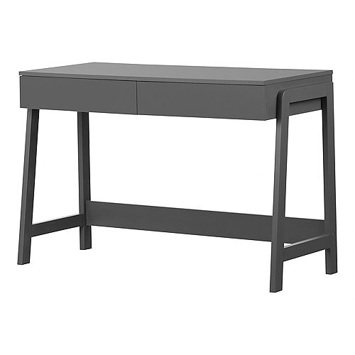 Liney 30-inches x 47.25-inches x 19-inches Secretary Desk 2-drawer in Matte Charcoal