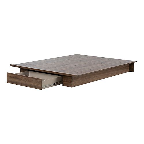 Lensky Bed 60.25 pouces x 80 pouces x 8.5 pouces Laminated Particleboard in Natural Walnut/Brown