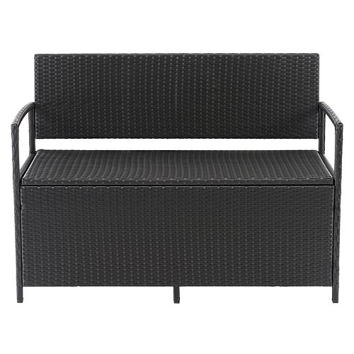 Corliving Parksville All-Weather Wicker Patio Storage Bench