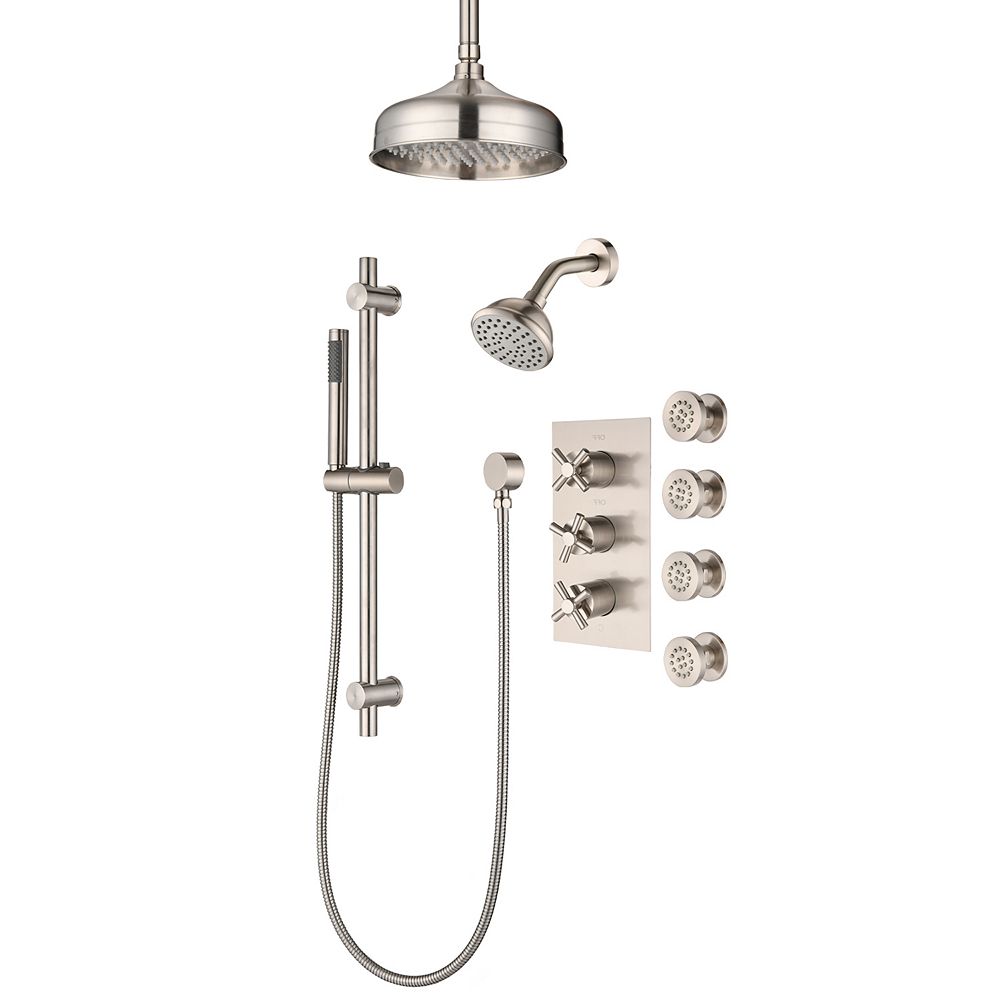 Boyel Living 1Spray Patterns 8 inch Wall Mount Dual Shower Heads with
