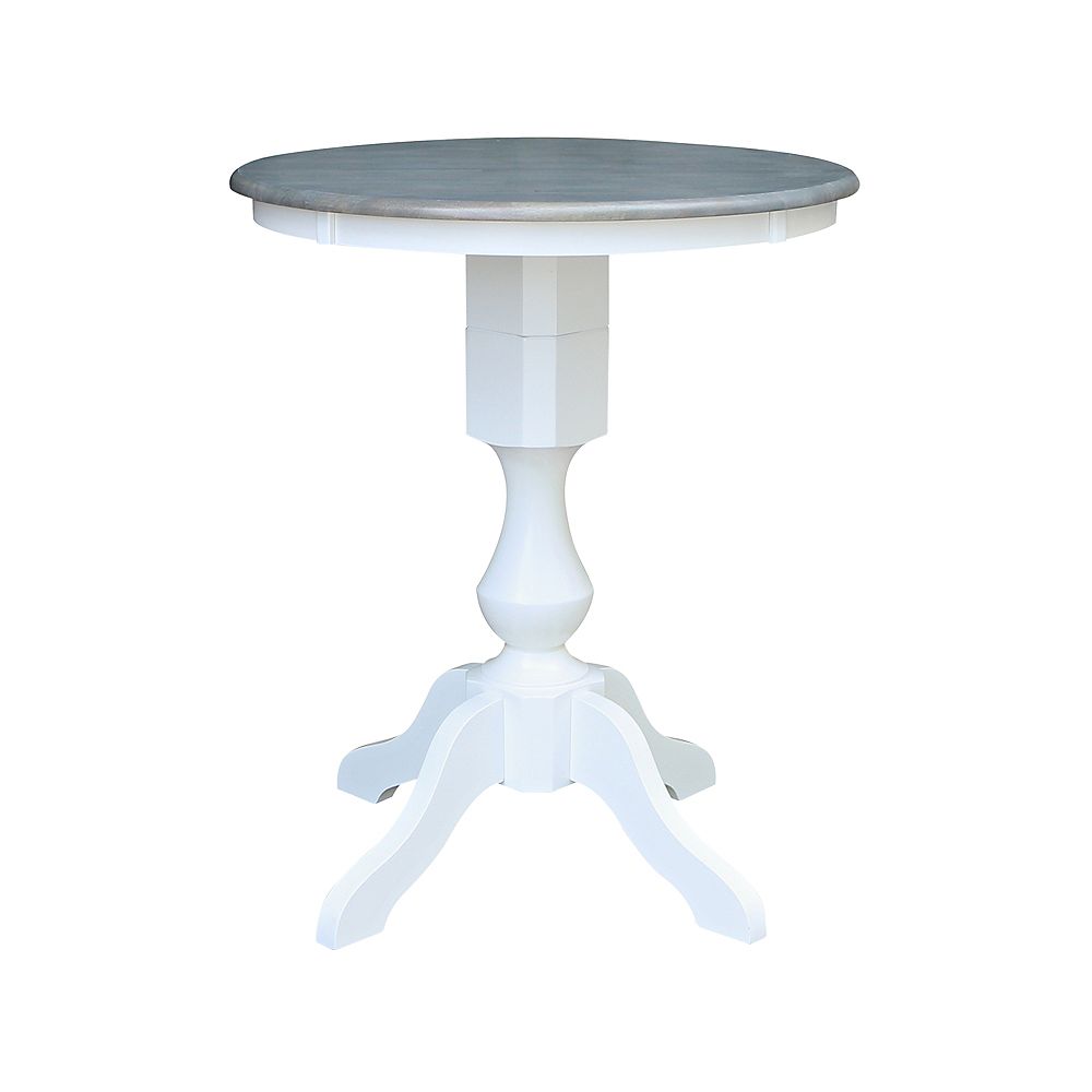 International Concepts White/Heather Gray 30" round top pedestal table