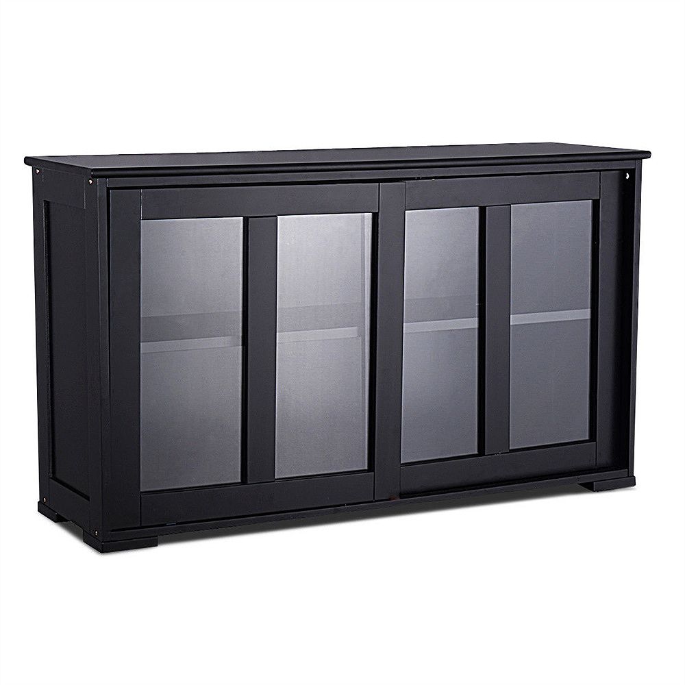 Costway Storage Cabinet Sideboard, Glass Storage Cabinet For Kitchen