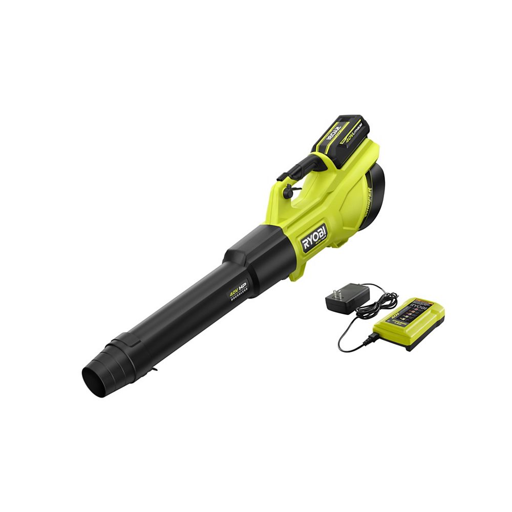 RYOBI 40V HP Brushless 120 MPH 600 CFM Cordless Jet Fan Blower with 4.0 ...