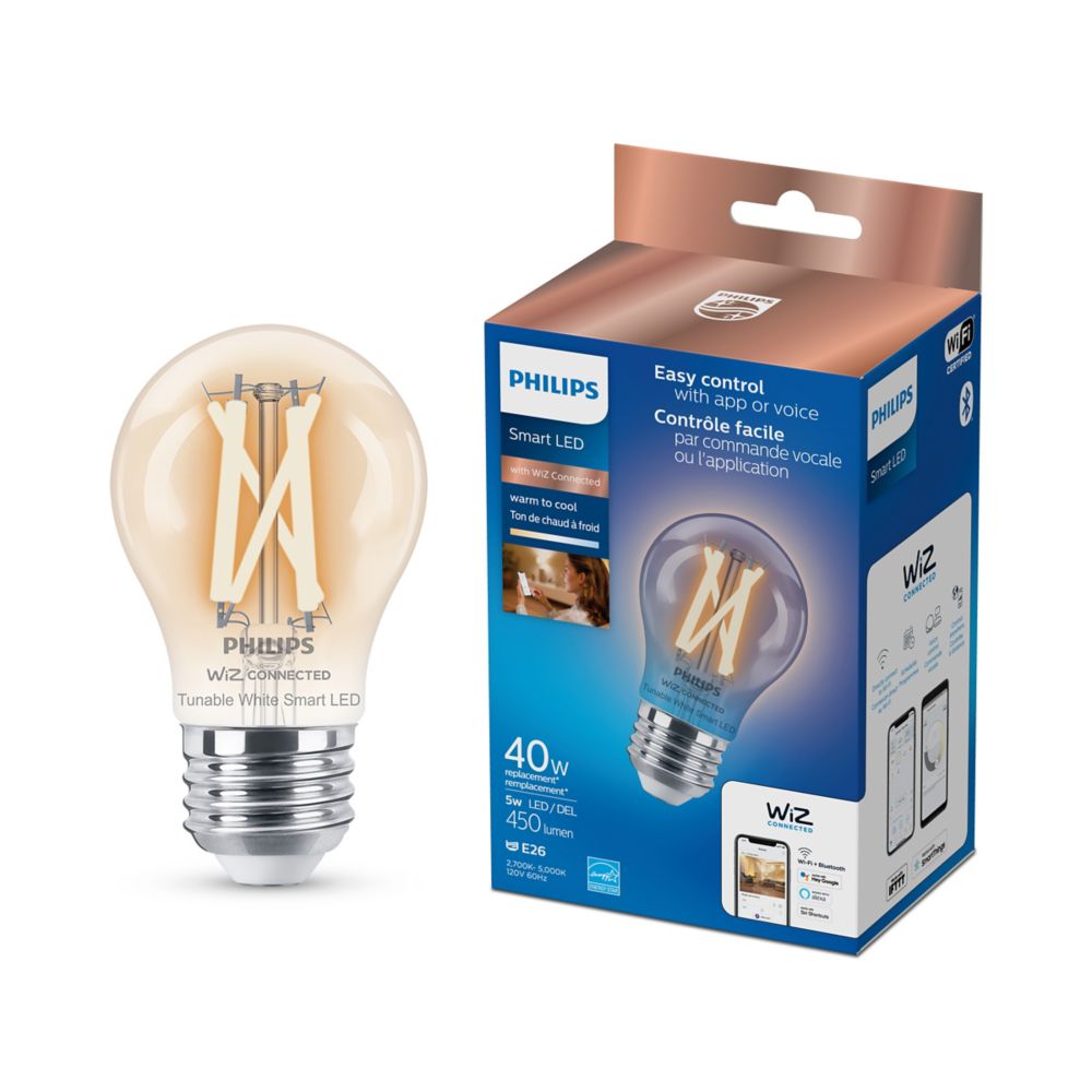 Philips WiZ 40Watt Equivalent A15 Smart LED Filament bulb, Tunable