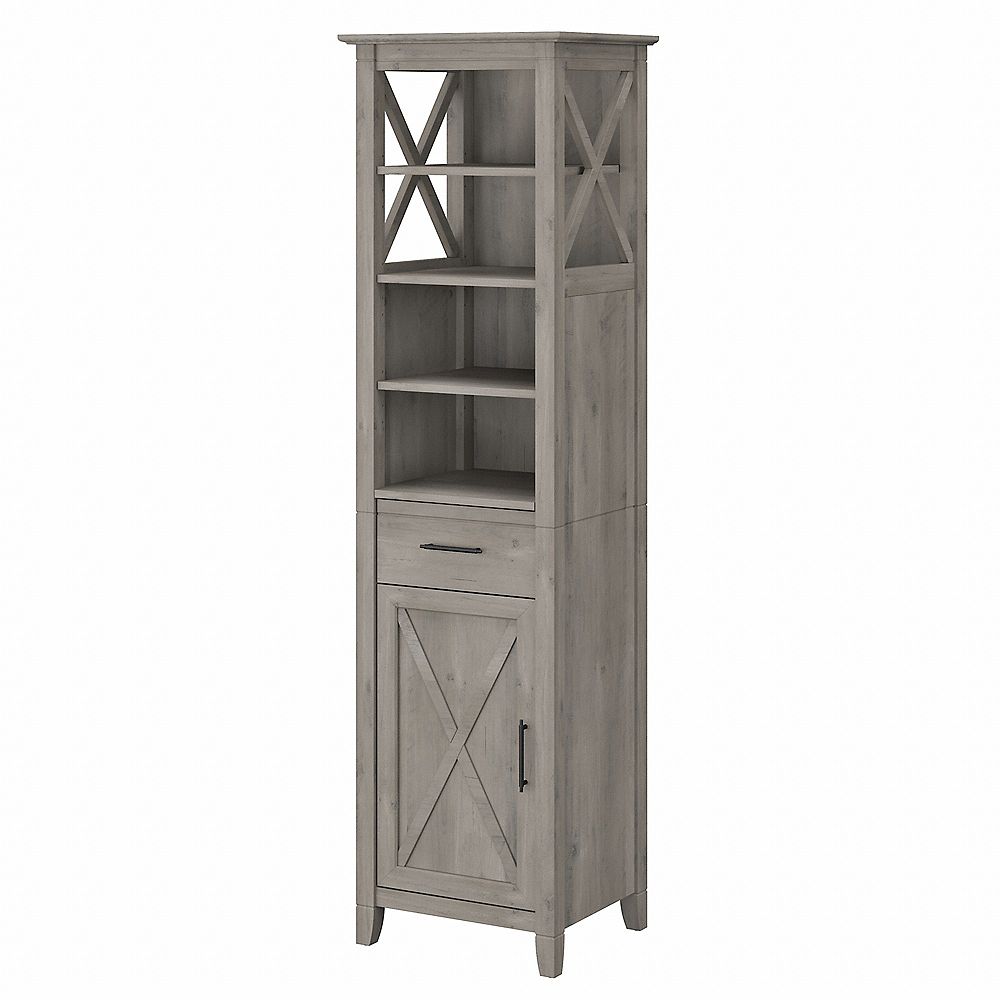 Bush Furniture Key West Tall Bathroom Storage Cabinet Driftwood Gray ...