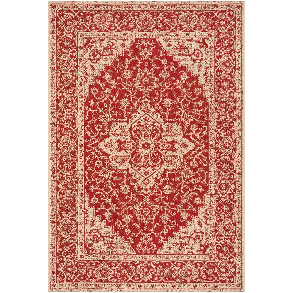 Safavieh Beach House Al Red / Cream 3 ft. x 5 ft. Indoor/Outdoor Area