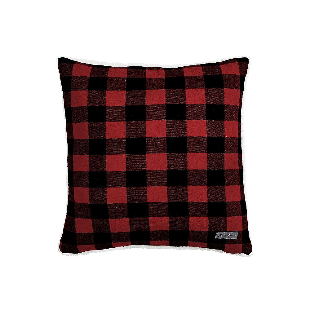 Eddie Bauer Cabin Plaid Open Dark Red 20" X 20" Decorative Pillow The