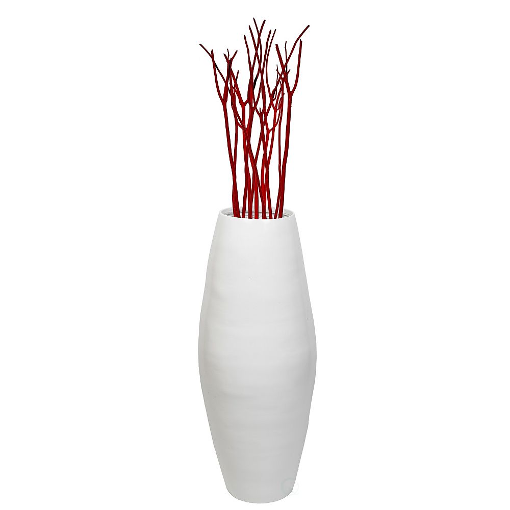 Uniquewise 27.5" Tall Bamboo Floor Vase, White The Home Depot Canada