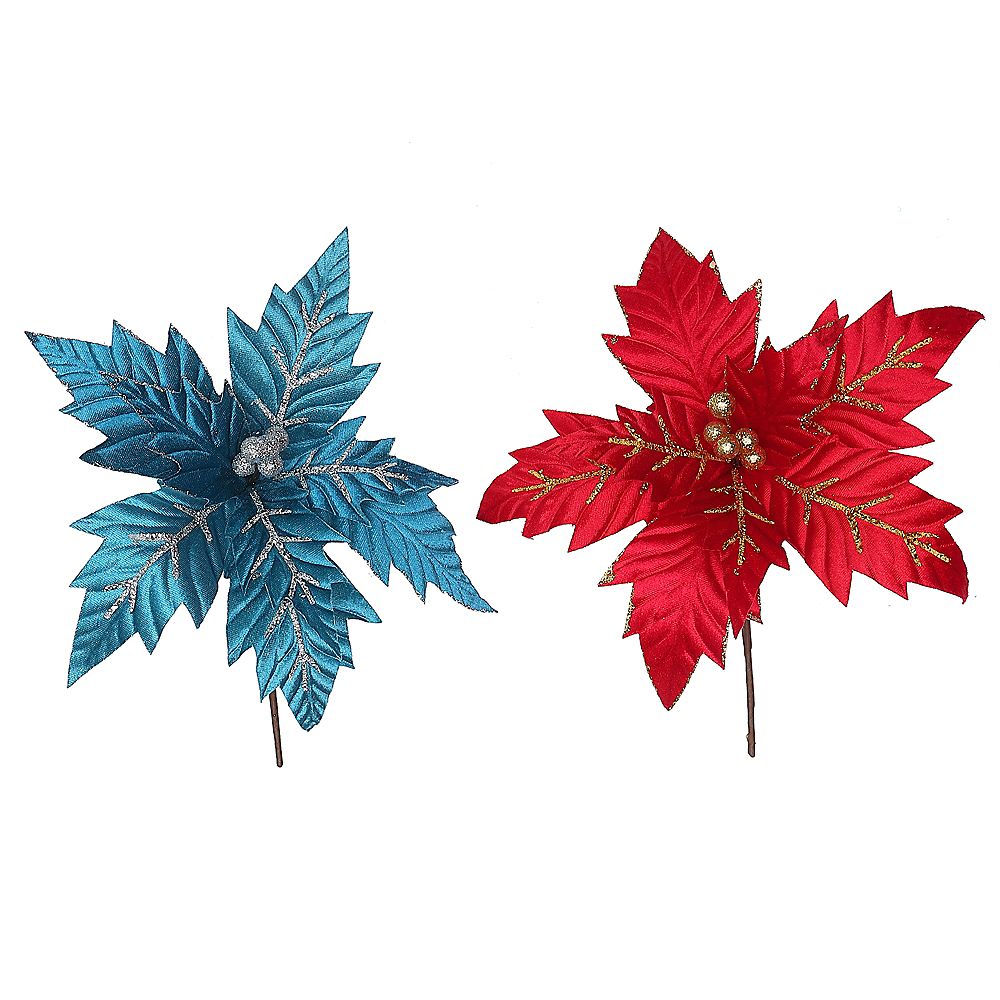 Ih Casa Decor Glitter Vein Pointy Poinsettia Pick Asstd Set Of 6 The Home Depot Canada