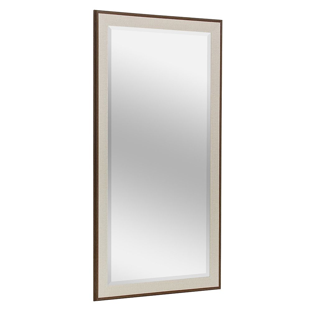 Deco Mirror 29 5 X 53 5 Inch Textured Mat Lined Brown Framed Beveled Glass Full Size Wall