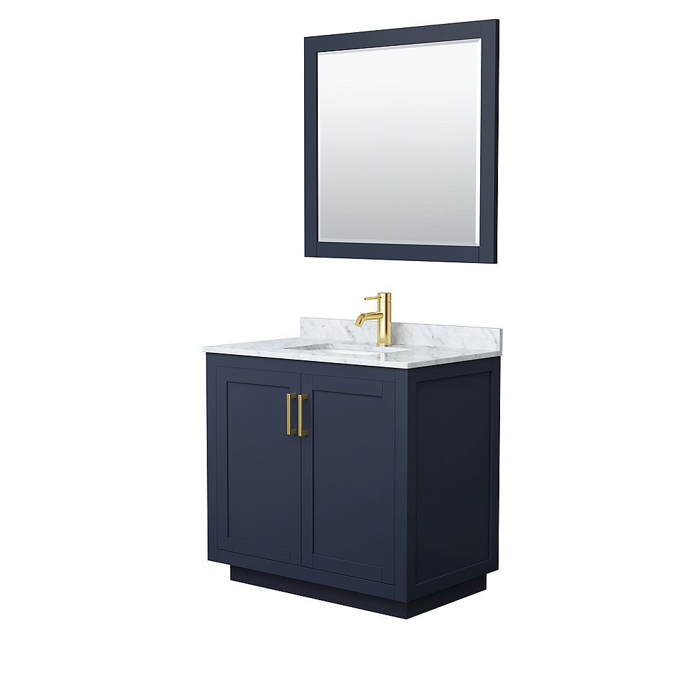 Wyndham Collection Miranda 36 inch Dark Blue Single Vanity, White