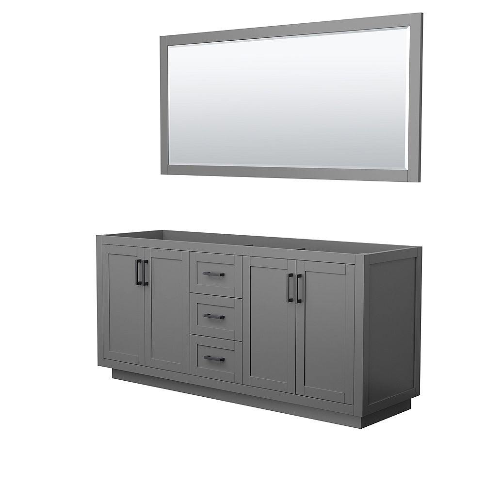 Wyndham Collection Miranda 72 inch Dark Gray Double Vanity, No Countertop, No Sink, Matte ...