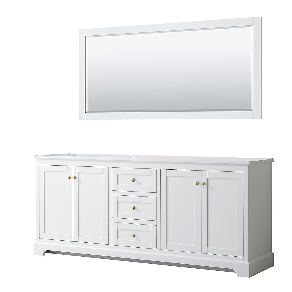 Wyndham Collection Avery 80 inch White Double Vanity, No Countertop, No