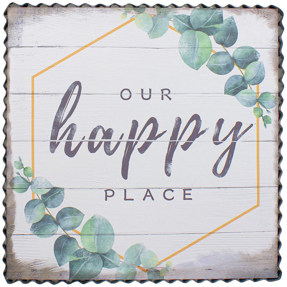 Northlight Metal Framed "Our Happy Place" Decorative Canvas Wall Art 12" The Home Depot Canada