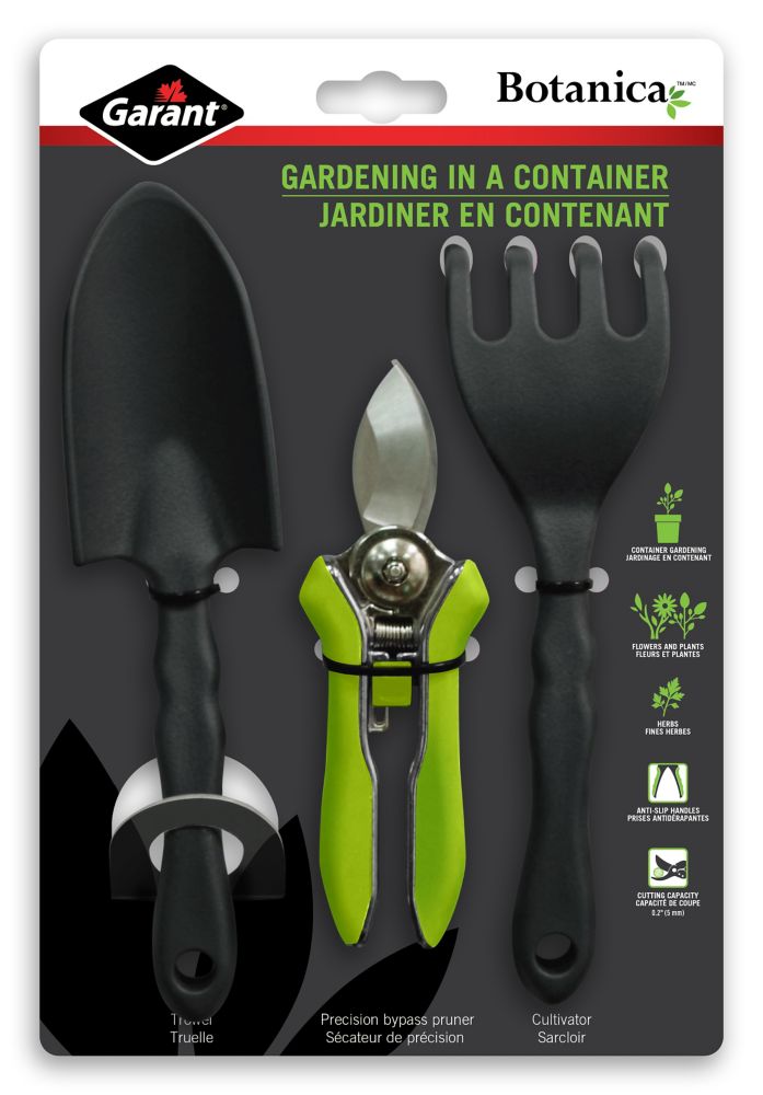 Gardening Tools Set - Trowel, Spade Cultivator & 8" Bypass Pruner, Ergonomic Non-Slip Handles, Alloy Steel Blades