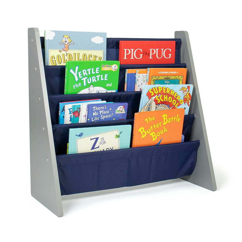Humble Crew Humble Crew Kids Bookshelf 4 Tier Book Organizer, Navy/Grey