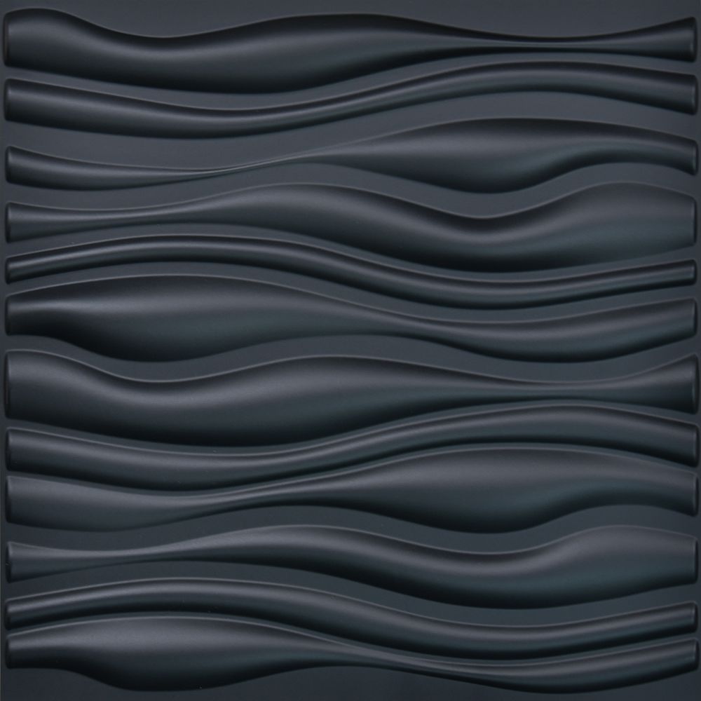 Art3dwallpanels 3D Wall Panel PVC Wave Black 19.7 inch x 19.7 inch ...