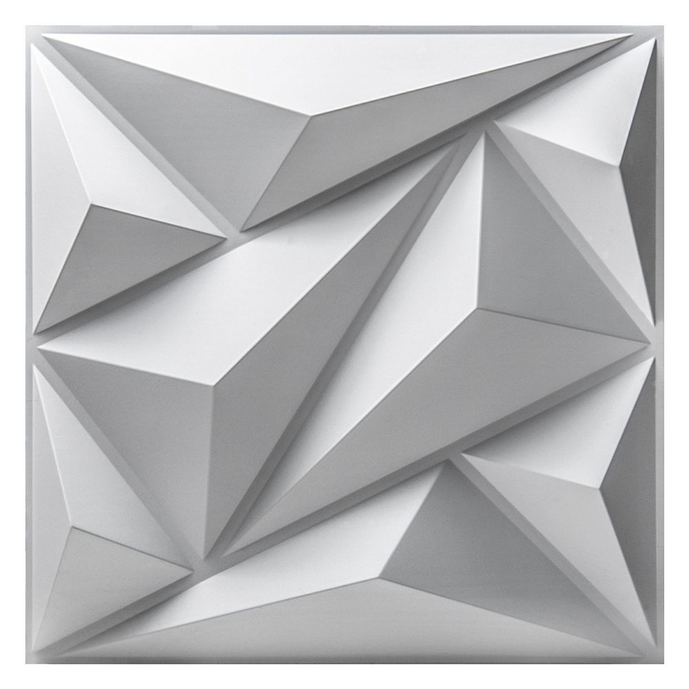 Art3dwallpanels Triangle 3D Wall Panel PVC 19.7 inch x 19.7 inch White