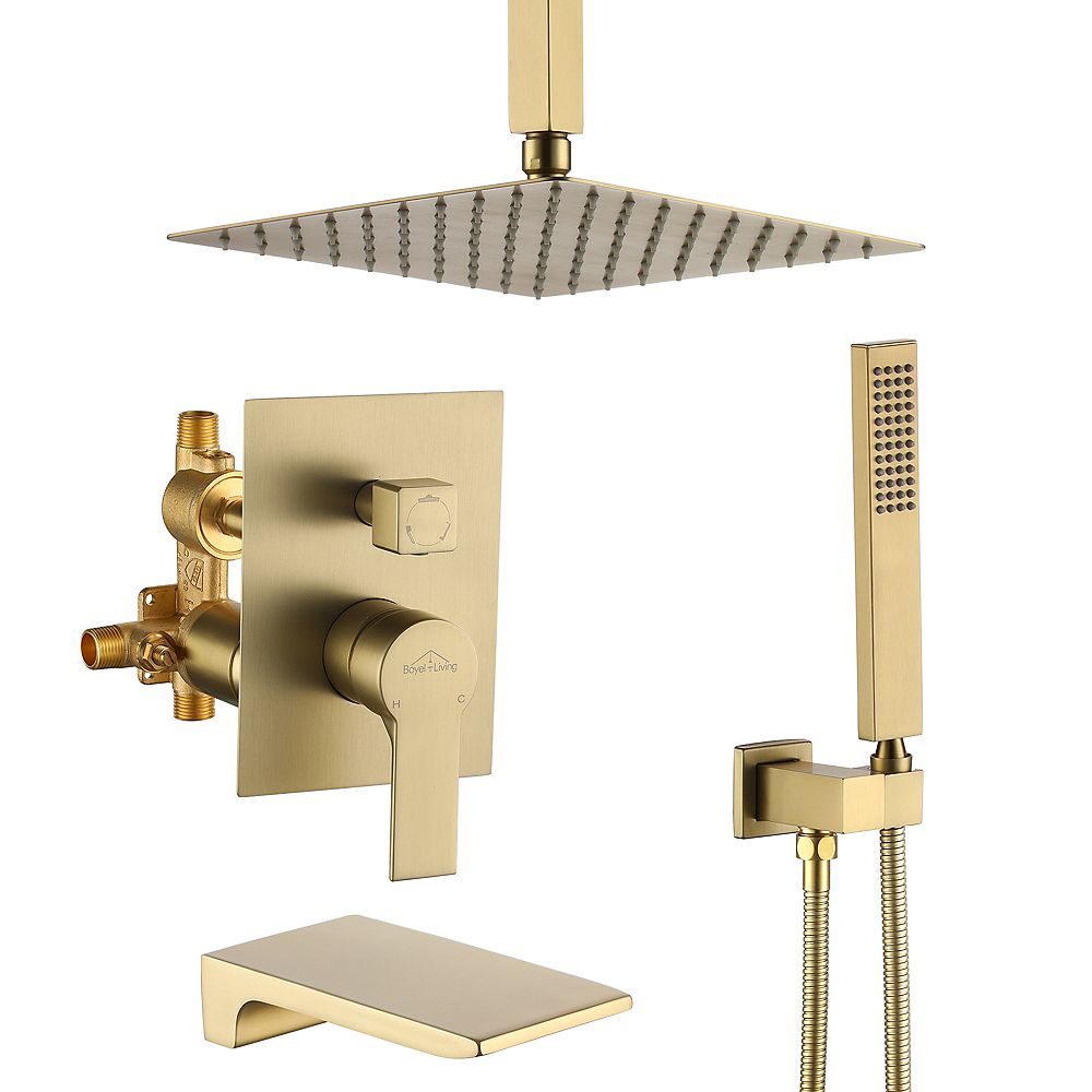 Boyel Living Ceiling Mount 1Spray Tub and Shower Head in Brushed Gold