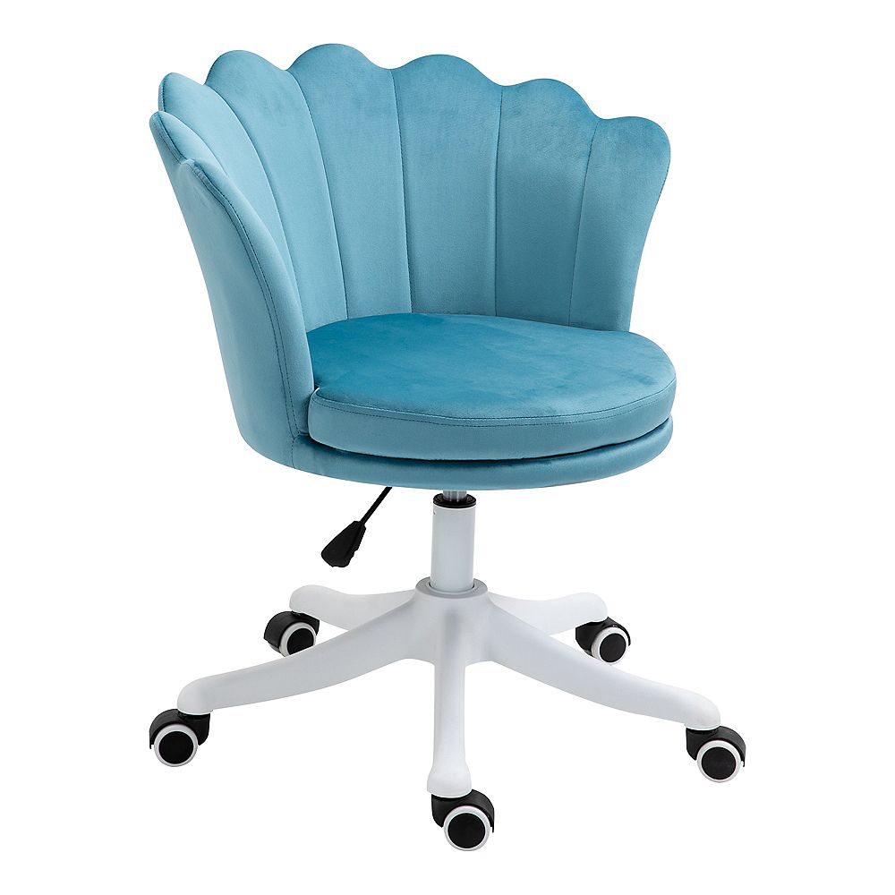 Homcom mid back office chair swivel scallop computer desk chair blue