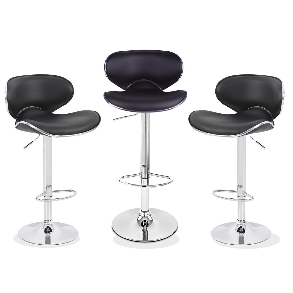 Bronte Living Black Leatherette Bar Stool with Adjustable Height, 360