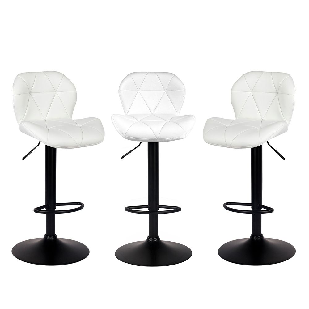 Bronte Living White Leatherette Bar Stool with Black Structure 360
