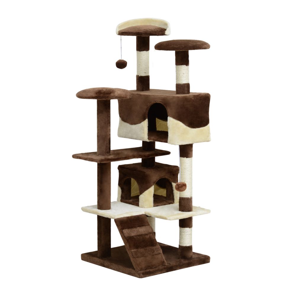 PawHut 52" Cat Scratching Tree Large Kitten Play House Pet MultiLevel