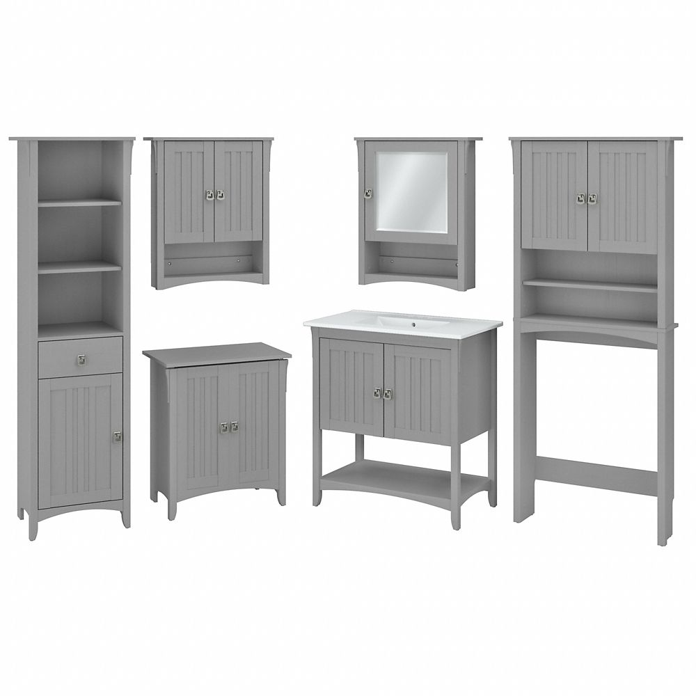 Bush Furniture Salinas Farmhouse Bathroom Set with 32 inch W Vanity