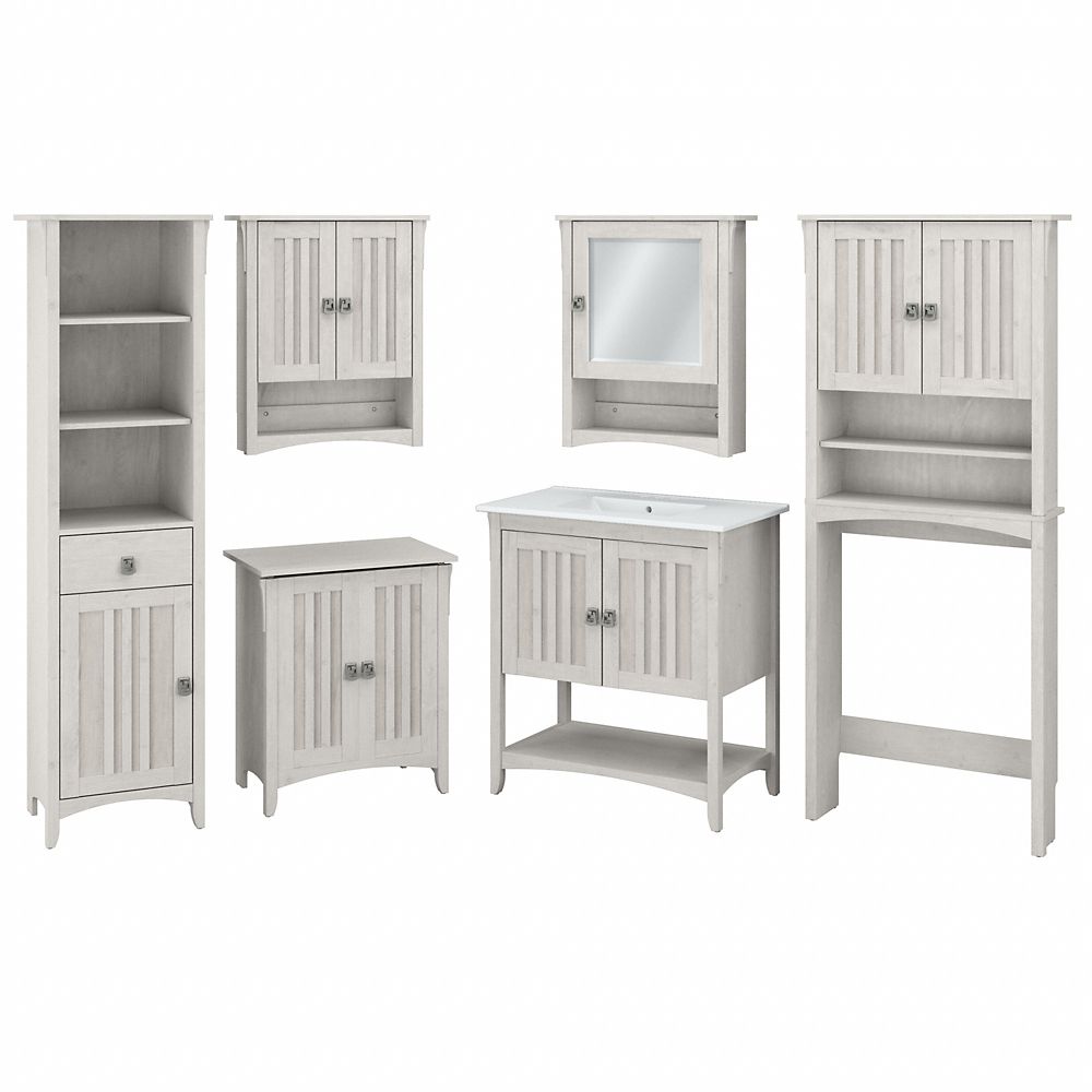 Bush Furniture Salinas Farmhouse Bathroom Set with 32 inch W Vanity