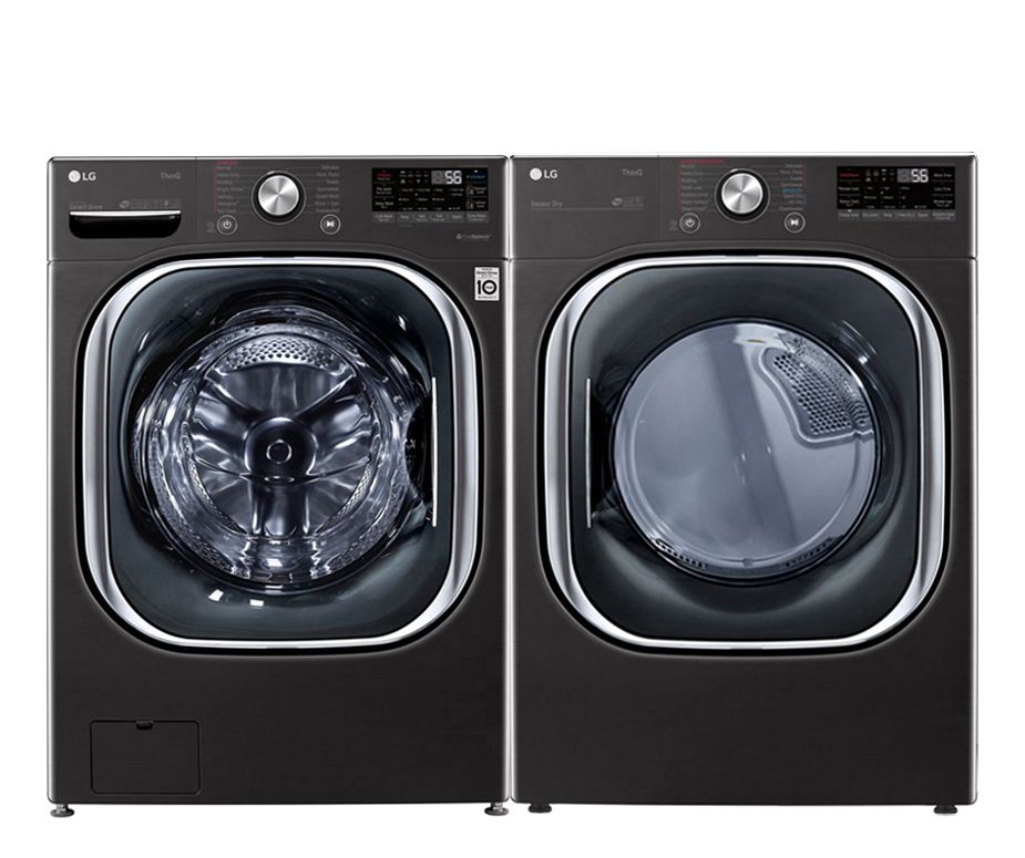 LG Electronics Smart Stackable Washer and Electric Dryer Set in Black