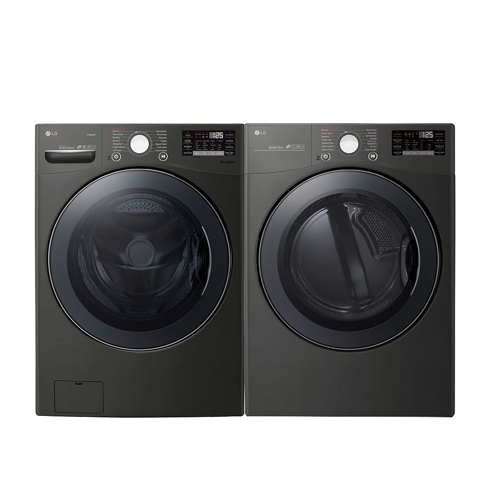 LG Electronics Smart Stackable Washer and Electric Dryer Set in Black