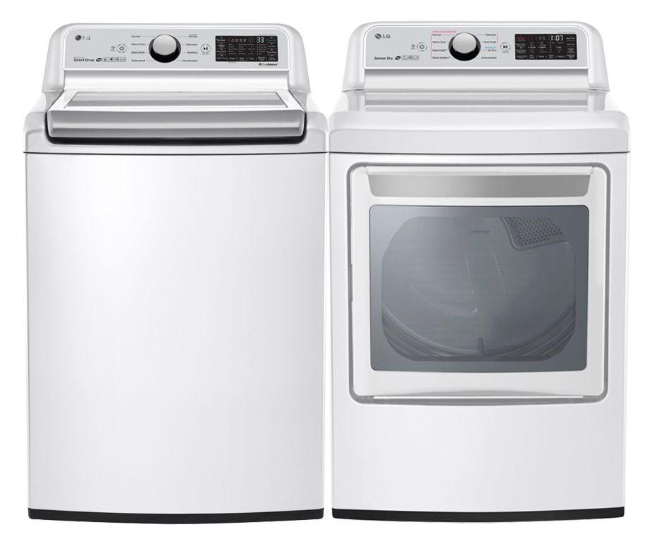 LG Electronics Top Load Washer and Electric Dryer Set in White The