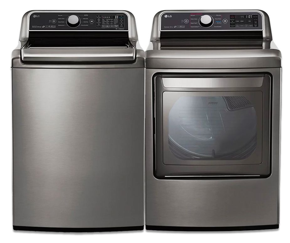 LG Electronics Top Load Washer and Electric Dryer Set in Graphite Steel