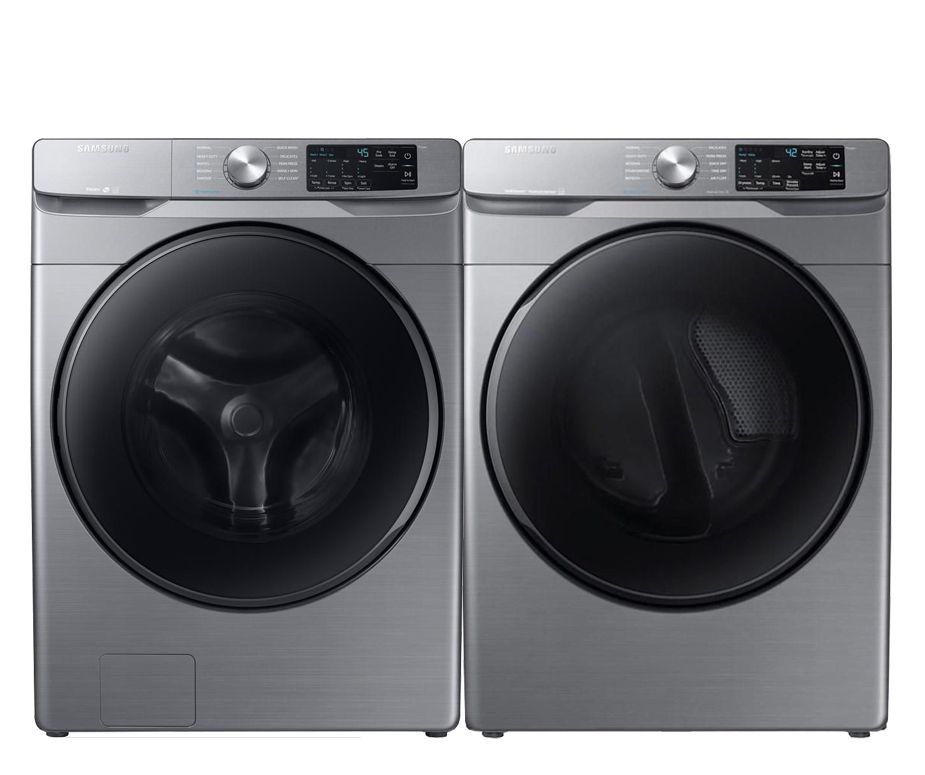Samsung Front Load Washer And Electric Dryer Set In Platinum The Home 