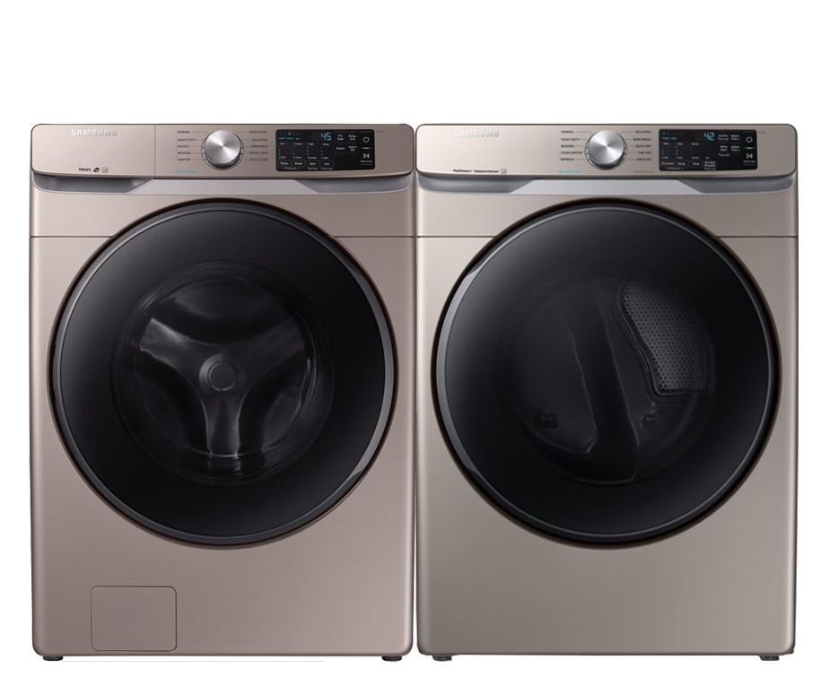 Samsung Smart Front Load Washer and Electric Dryer Set in Champagne