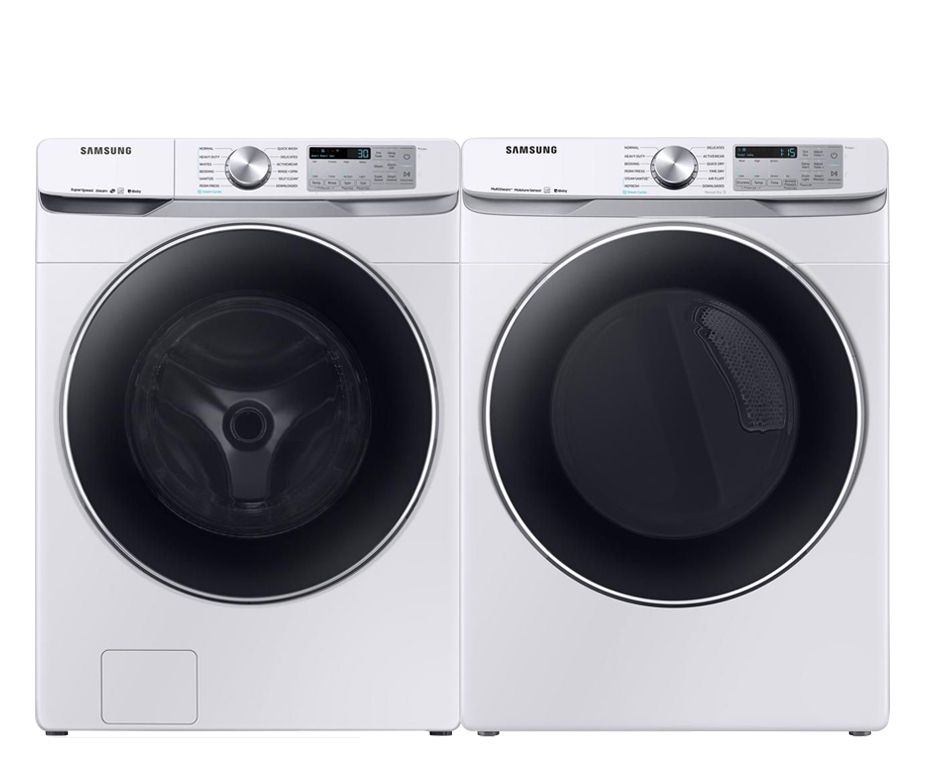 Samsung Smart Front Load Washer and Electric Dryer Set in White The