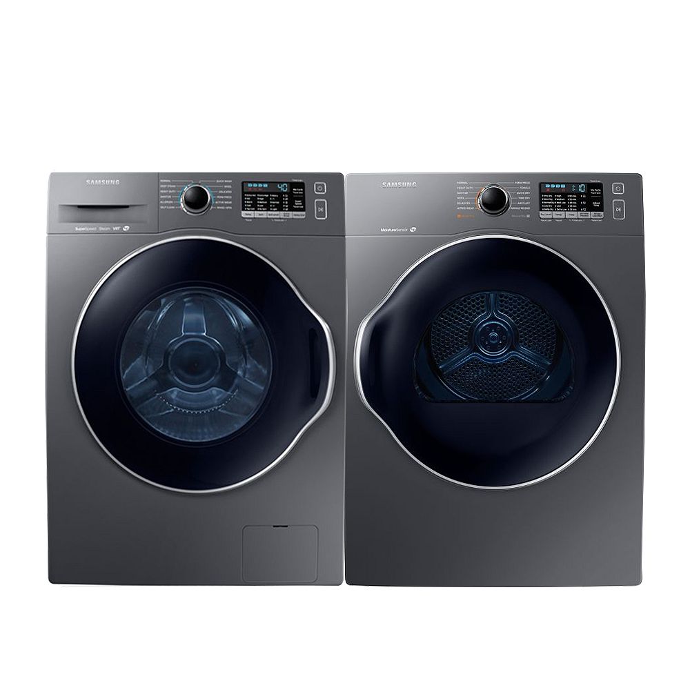 Samsung Front Load Washer and Electric Dryer Set in Platinum The Home