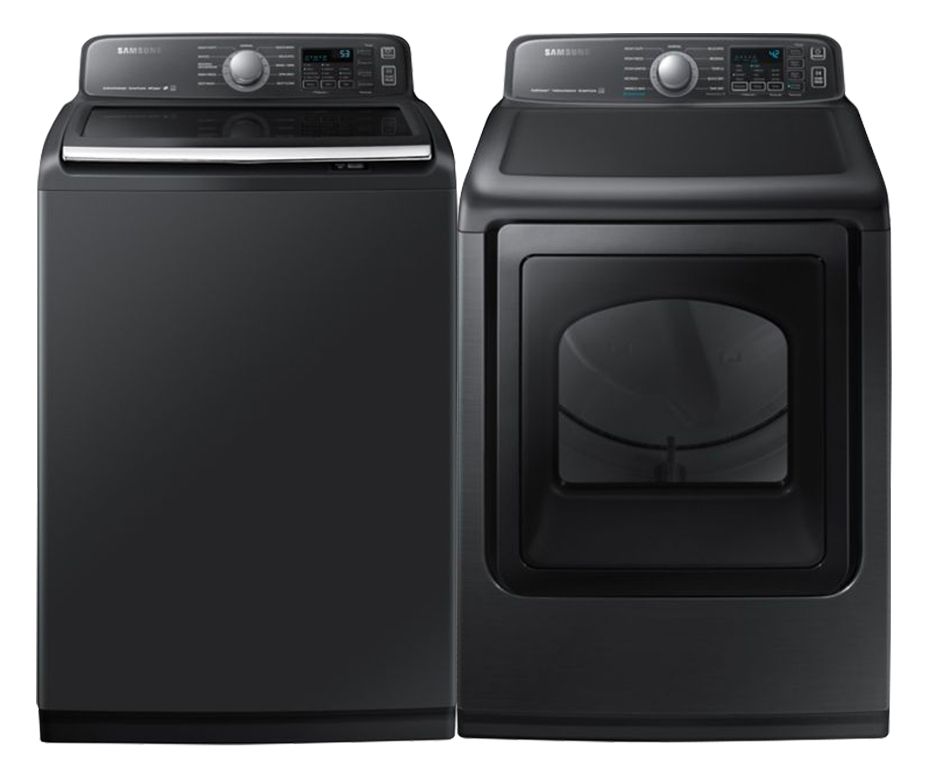 Samsung Smart Washer and Electric Dryer Set in Black Stainless Steel Black Stainless Steel Washer And Dryer