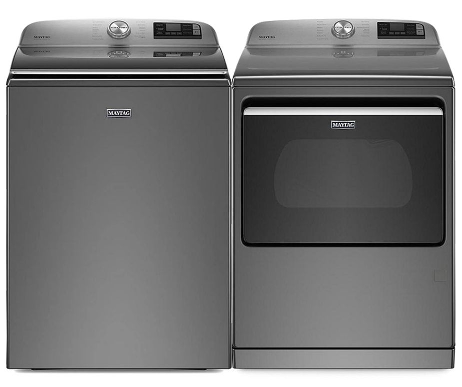Maytag Smart Top Load Washer and Electric Dryer Set in Metallic Slate