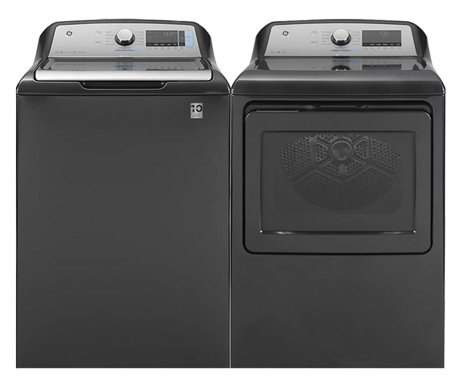 GE Smart Top Load Washer and Electric Dryer Set in Diamond Grey The